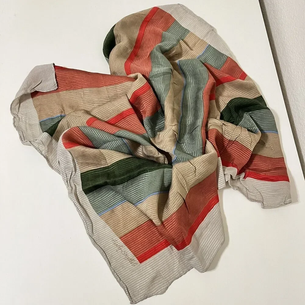 Fisba Stoffels Striped Square Silk Scarf